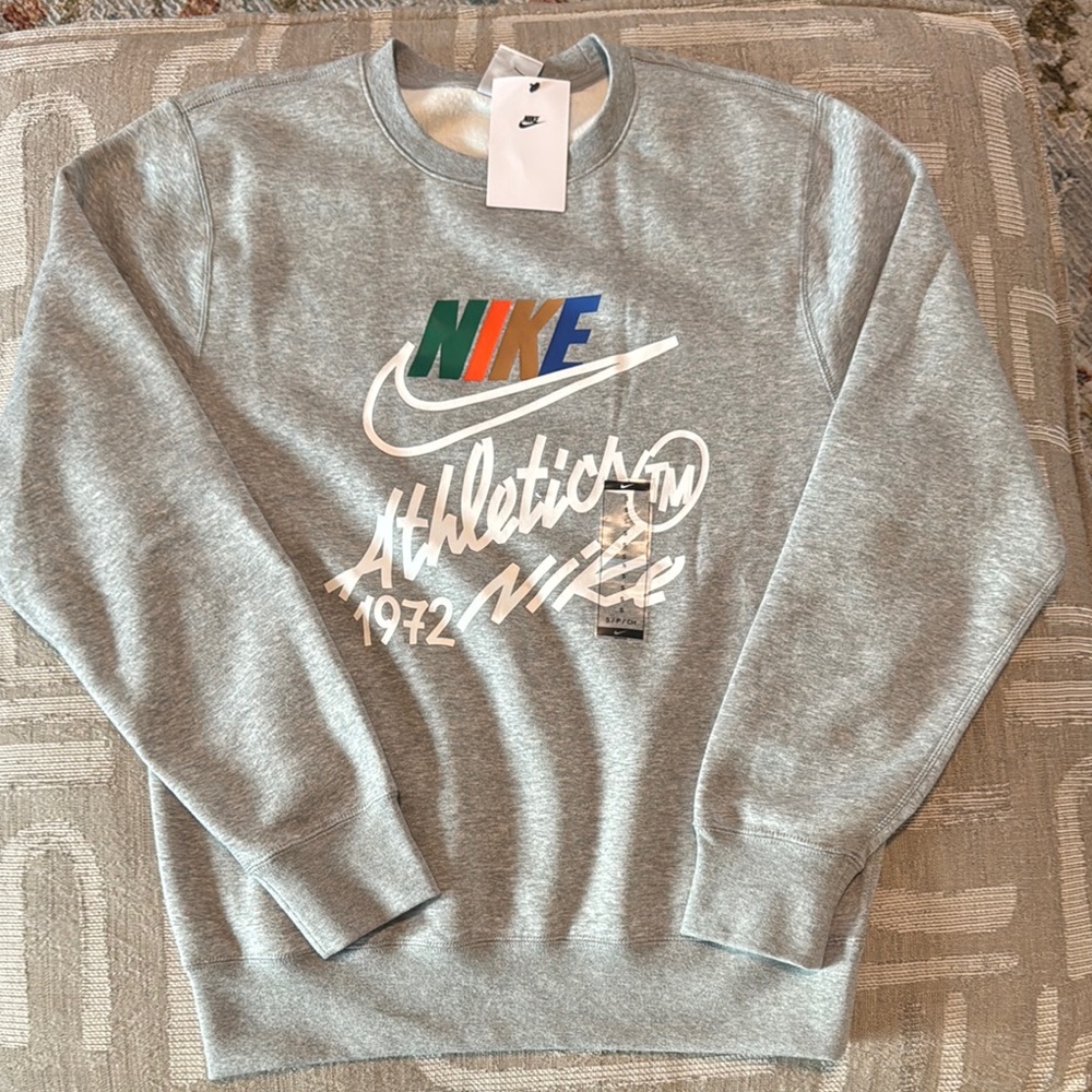 Nike Men's Gray Crewneck Sweater with Logo